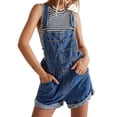 thumbnail image 1 of Pantalones Cortos Vaqueros para Mujer, de Verano Informales, Holgados, Ajustables, con Tirantes. Azul Oscuro XXL, 1 of 7