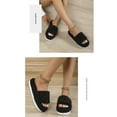 thumbnail image 4 of KIJBLAE Women's Fuzzy Cross Band Slippers Winter Warm Soft Plush House Slides Indoor Outdoor Flat Shoes Black 37, 4 of 4