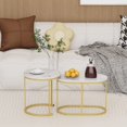thumbnail image 4 of Nesting Coffee Table Set of 2 Modern Round Black Faux Marble Wood Table,Side Table Gold Metal Frame Oval End Table Small Space for Living Room,Bedroom,Studio Apartment Essential, 4 of 7