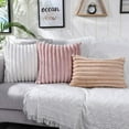 thumbnail image 3 of Pack of 2 Zstar Faux PlushThrow Pillow Covers Striped Soft Pillowcase Cushion Covers for Couch Bedroom 12x20inch Pink, 3 of 5