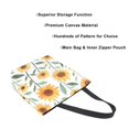 thumbnail image 3 of FORMRS Womens Canvas Tote Bag with Zipper Inner Pocket Shoulder Handbag, Sunflowers and Leaves Pattern, 3 of 7