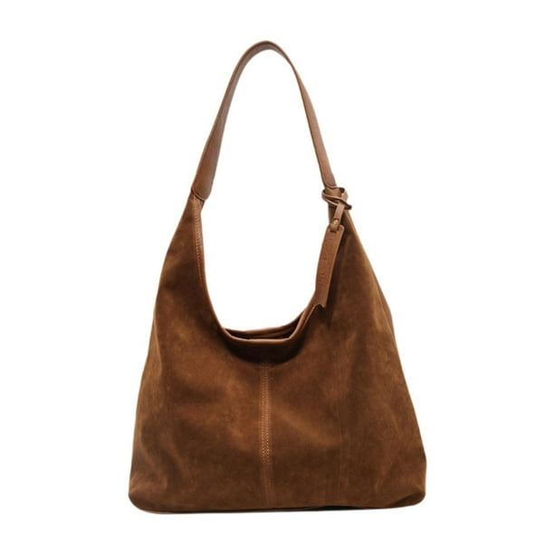Bolso de mano para mujer, bolso de gamuza, bolso estilo hobo, bolso de mano para mujer para citas, viajes, fiestas, desplazamientos Marrón amarillento