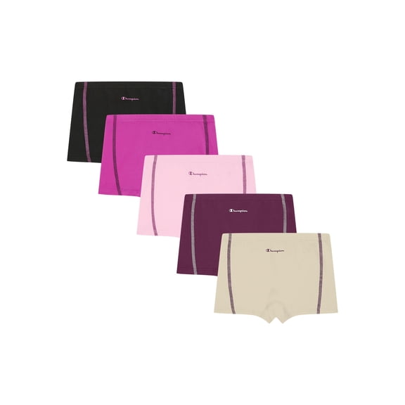 Champion Girls’ Softest Touch Boyshorts, 5 Pack, Sizes XS–XL