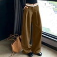 thumbnail image 5 of cocolona Womens Casual Patchwork Dress Pants Elastic Waist Straight Wide Leg Commute Yoga Pants with Pockets, 5 of 5