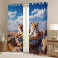 thumbnail image 2 of jejeloiu Wild Tiger Print Black Out Curtains,Brown Blue Curtains Pack of 2 (42x63 Each) For Men Women, 2 of 6
