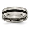 thumbnail image 1 of Titanium Engravable Enameled Ridged Edge 8mm Polished Band Size 7.5 Jewelry Gifts for Women, 1 of 4