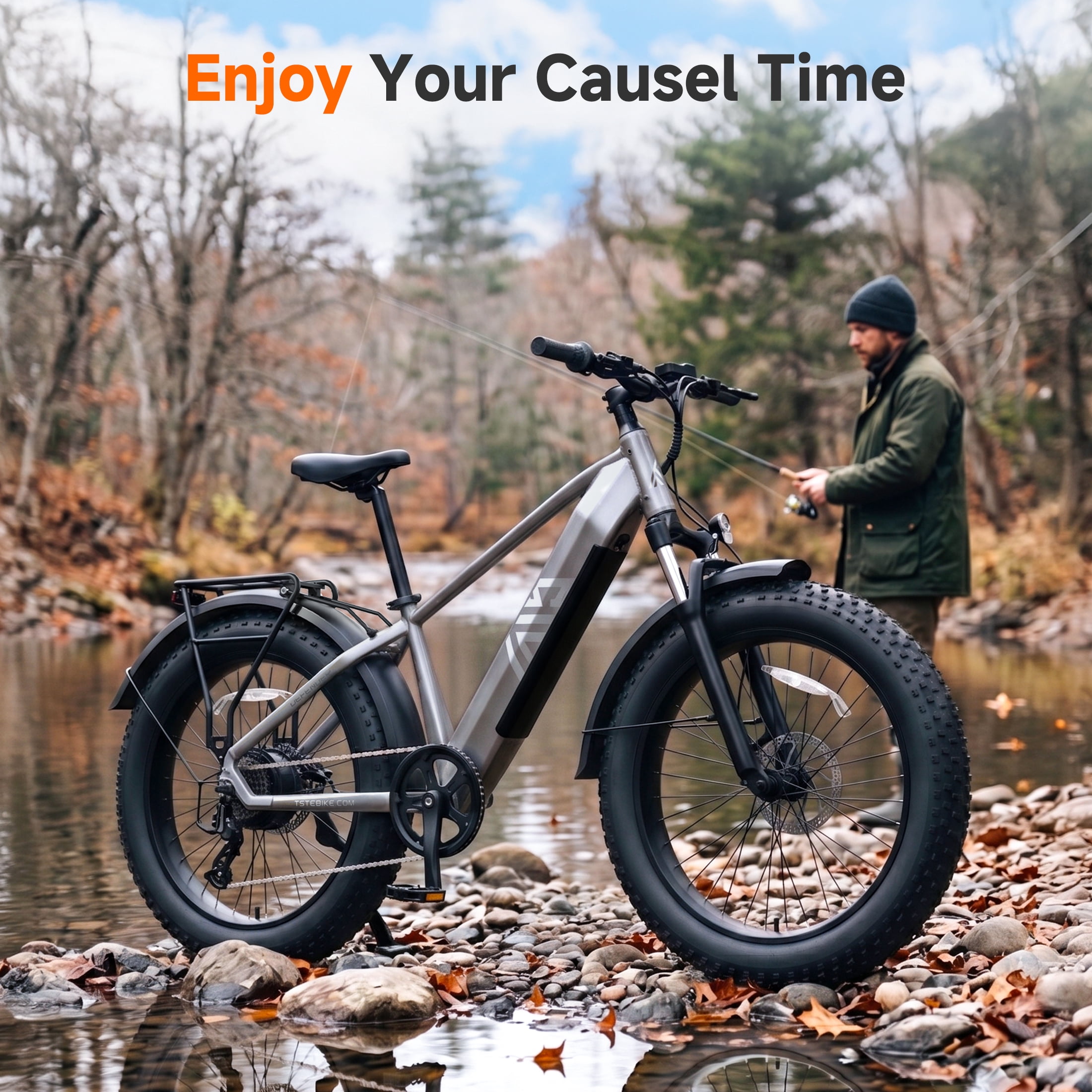 TST Electric Bike for Men, 750W E-Mountain Bike, 26" Fat Tire Electric Bike with 48V/15Ah Battery UL2849, 65Miles Long Range, 7-Speed Gear, 20mph Fast Ebike
