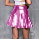 thumbnail image 5 of TaTaai Women Solid Color Shiny High Waist Mini Skirt Stretchy Fabric Soft Machine Washable No Fading Versatile Daily Party Street Casual Wear Above Knee Skirt Gift, 5 of 5