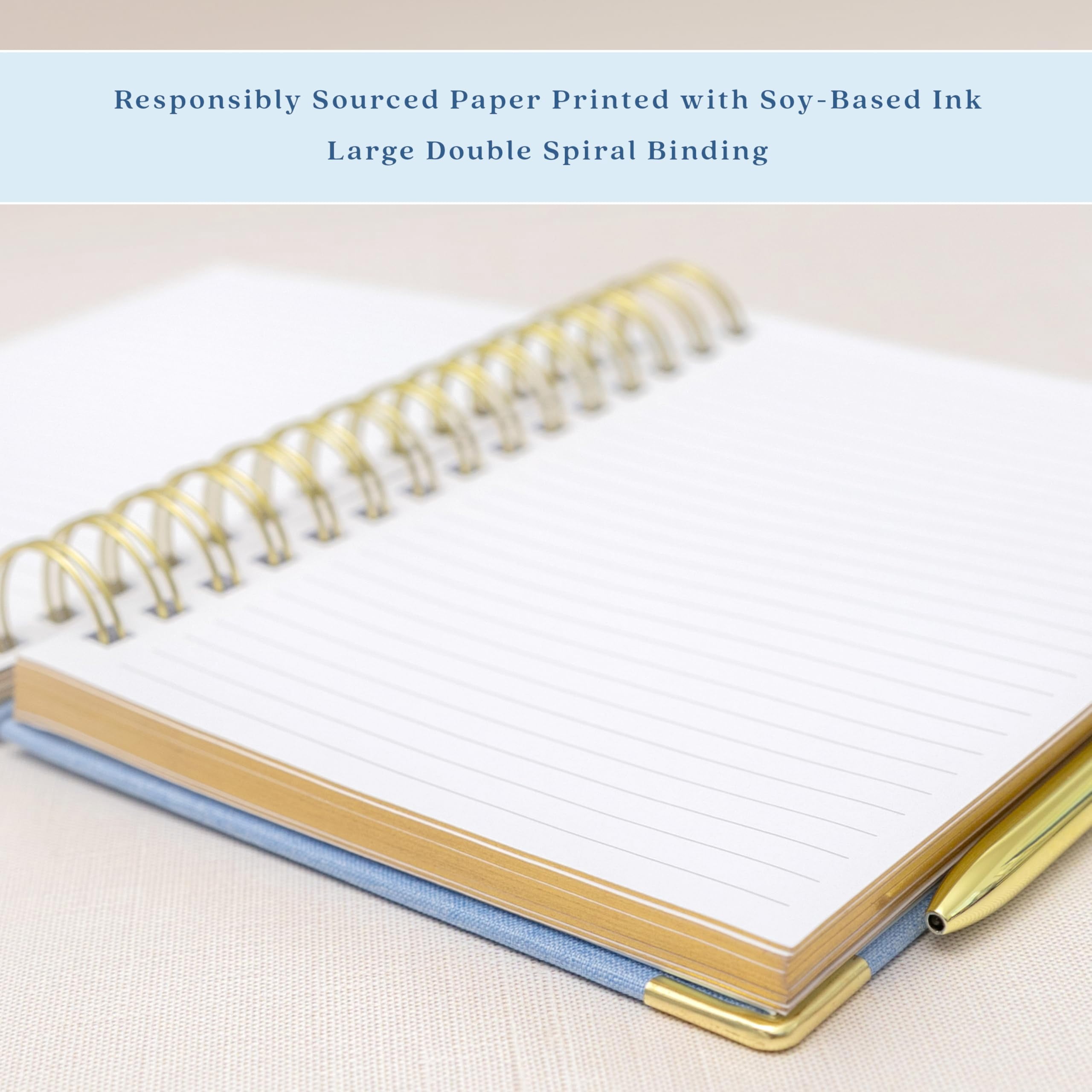 Lined Spiral Journal  Linen Hardcover Notebook With Matching Gel Pen 252 Pages 8 In X 5 - 100 Gsm Paper For Home Office Notes & Gifts (pink)