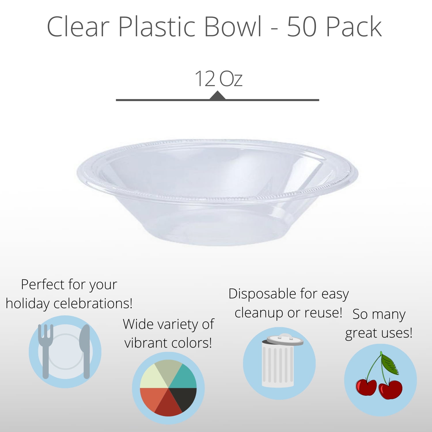 Classic 12 oz/3/4 lb Clear Plastic Carryout Bowls - 5 1/2Dia x 2 1/8D