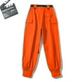 thumbnail image 4 of LLYwey Women's Pajama Pants Women's Loose Pants Casual Sports Pants Drawstring Cargo Pants Wide-leg Pockets High Waisted Female Casual Pants Long Pant Style H1591 Orange S, 4 of 8