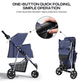 thumbnail image 6 of OSM 3-Wheel Foldable Pet Stroller, Lightweight Travel Jogger Carrier for Small & Medium Dogs & Cats up to 33lbs, with Breathable Mesh Cover, Cup Holder & Storage Basket, Navy Blue, 6 of 10