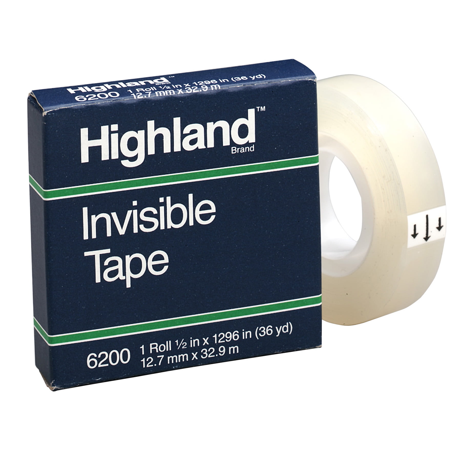 Highland Invisible Tape, 1/2" x 1296", 12 Rolls