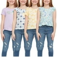 thumbnail image 5 of BTween 4-Pack Girls' Tops, Tees & Blouses - Short Sleeve Tshirts, Ruffle Top, Off Shoulder Shirt, Floral/Heart/10-12, 5 of 5