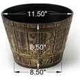 thumbnail image 7 of Set of 2 Plastic Whiskey Barrels Rustic Look (2 planters + 2 Matching Saucers) French Country Style Flowerpot Indoor Outdoor Garden Patio Office Home Decor Use Reusable Light Weight, 7 of 7
