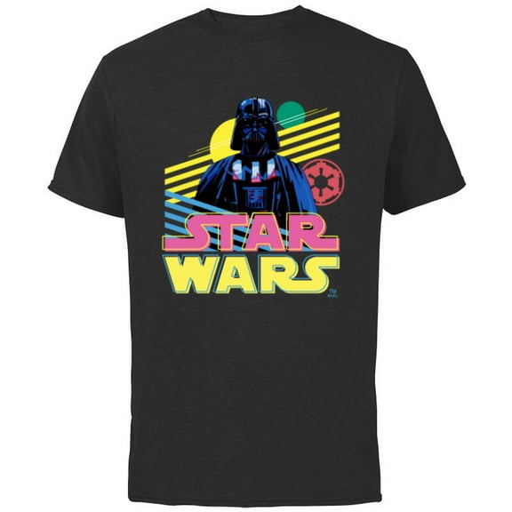 Star Wars Darth Vader Bold Graphic Retro Eighties ‘80s Vibe - Short Sleeve Cotton T-Shirt for Adults - Customized-Black