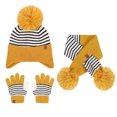 thumbnail image 2 of ZHOGXU Winter Beanie Hat Scarf Gloves Set For Big Kids Girls Boys Striped Print Caps Long Scarf Touchscreen Gloves Knitted Warm Comfortable Outfits 3 Pack For Daily Wear Yellow One Size, 2 of 4