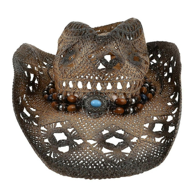 1pc Outdoor Sun Protection Retro Tassel Cowboy Cowgirl Summer Straw Hat