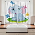 thumbnail image 2 of Ambesonne Cartoon Kitchen Curtains, on the Meadow, 55"x39", Pale Blue Green Pink, 2 of 3