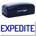 thumbnail image 1 of Large Pre-Inked Narrow Expedite Stamp, Slim 1854, Ultra Slim Design, Impression Size 1-13/16" by 2-1/2", Up to 25,000 Impressions - Blue Ink, 1 of 10
