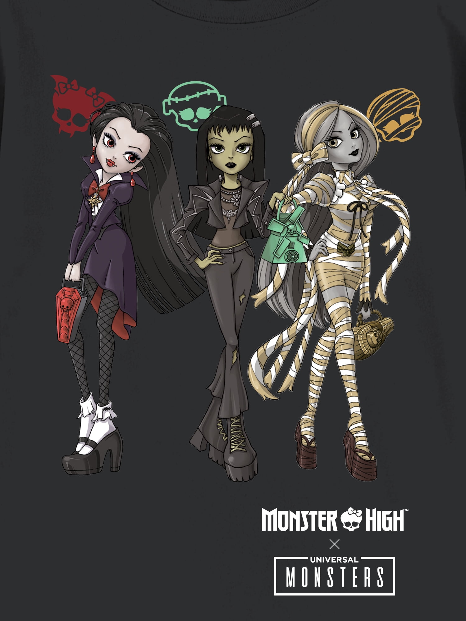 Monster High, Girls' Short Sleeve T-Shirt, Three Fierce Ladies, Sizes 4-16