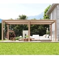 thumbnail image 2 of Adjustable Louvered Roof Pergola, 12'x20' Aluminum Patio Hardtop Pergola with Built-In Drainage & Reinforced Frame All-Weather Outdoor Shelter for Deck, Backyard, Garden, Wood Grain Color, 2 of 8