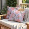 thumbnail image 4 of Throw Pillow Covers Pack of 1 for Living Room Table, Floral Printed Cushion Case, 14x20 inches - White Pink - Home Decor, 4 of 8