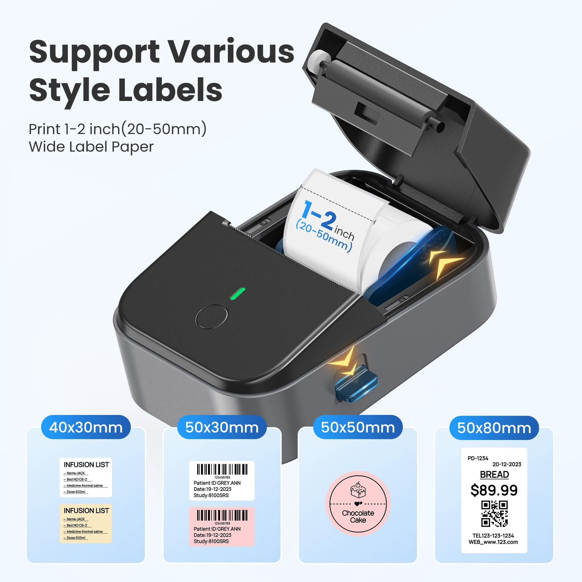 Pm260 Label Maker Machine With Tape  2 Inch Printer Inkless Portable Smart Ai App For Home Kitchen School Office Organization Black