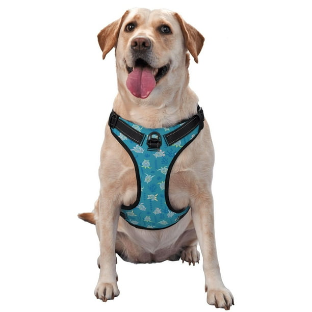 Fotbe Sea Turtle Arnés para Perro con Estampado –Chaleco Ajustable Acolchado con Asa de Control para Perros Grandes-Large