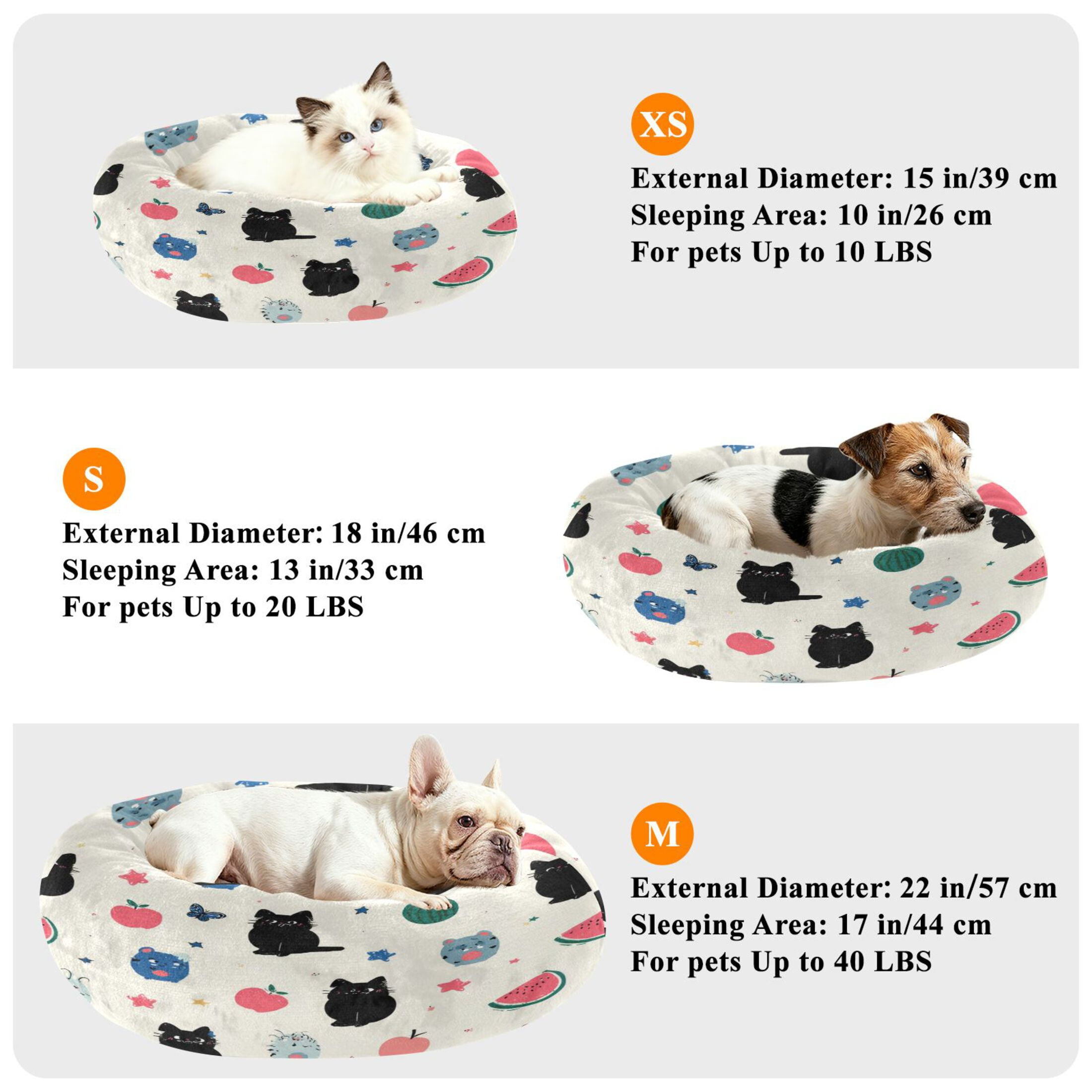 Iauyy Pet Couch Donut Cat Bed for Indoor Cats/Small Dogs Washable & Machine with Non-slip Bottom Calming Cat Furniture, Fresh Butterfly (XS)