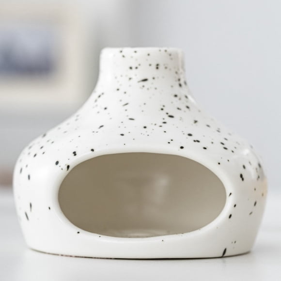 Support de Palo Santo en Émail Blanc Moucheté - Brûleur d'Encens en Céramique avec Attrape-Cendres, Support de Style Wabi-Sabi pour Bavures, Méditation, Yoga et Décoration Intérieure Scandinave