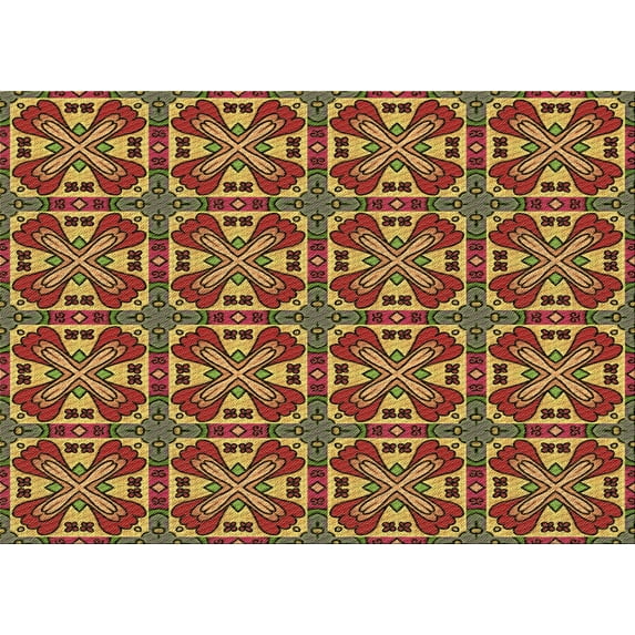 Ahgly Company Indoor Rectangle Patterned Saffron Red Area Rugs, 6' x 9'