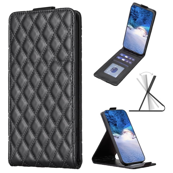 Flip Wallet Case for iPhone 16, PU Leather Magnetic Snap Folio Cover with Card Holder, Kickstand Function - TPU Shockproof Durable Protective Phone Case for iPhone 16, Black