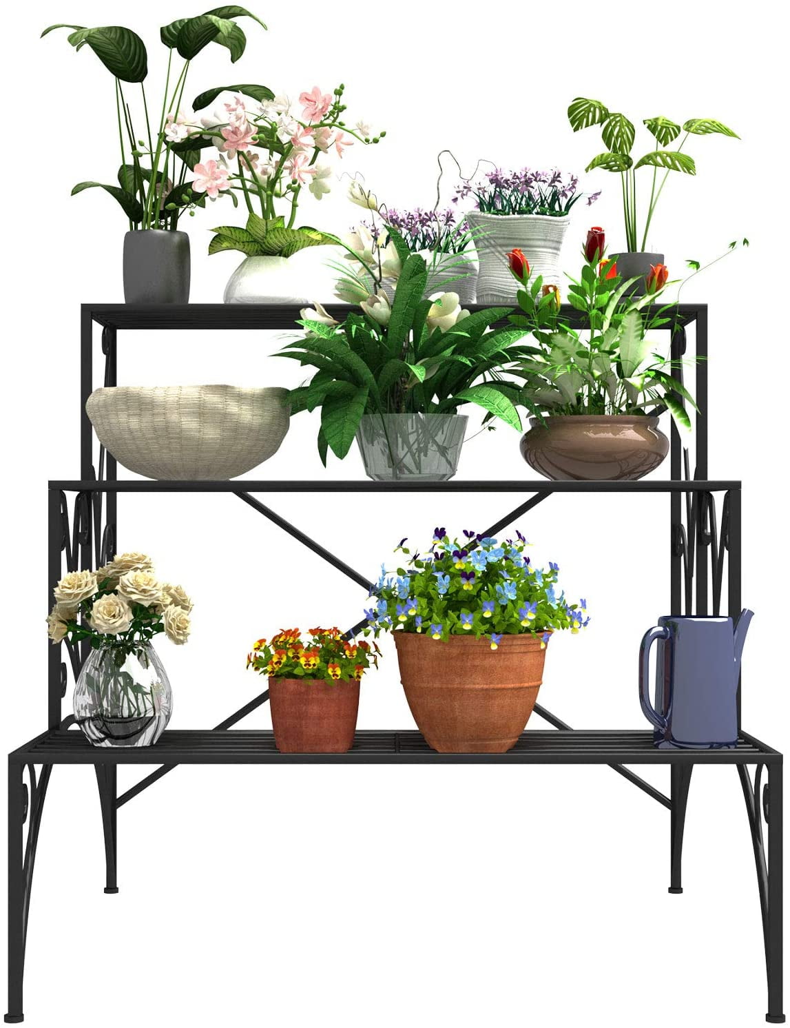3 Tier Metal Plant Stand Flower Pot Self Holder Rack Display Garden Patio Decor 