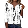 thumbnail image 4 of Babysbule 3/4 Sleeve Printed Thin Button-Down V-neck Blouse & Top, Women's, 4 of 6