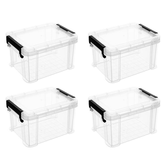 4 mini cajas de almacenamiento transparentes para juguetes en casa