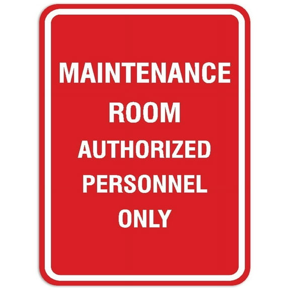 Signs ByLITA Portrait Round Maintenance Room Authorized Personnel Only Sign - Laser-Engraved Lettering | Durable ABS Plastic | Vibrant Colors | Powerful Foam Tape (Red) - Large