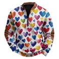 thumbnail image 2 of Men's Casual Hoodie American Heart Print Round Neck Long Sleeve Half Pullover for Valentine's Day Winter Fashion,Multicolor,L, 2 of 4