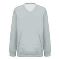 thumbnail image 4 of Women's V-Neck Sweatshirt with Pockets, Womens V Neck Sweatshirts No Hood Lightweight Casual Soft Fashion Light Gray S, 4 of 7