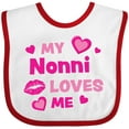 thumbnail image 3 of Inktastic Valentine's Day My Nonni Loves Me Hearts and Lips Boys or Girls Baby Bib, 3 of 4