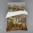 thumbnail image 2 of Ambesonne Nature Bedding Set 3 Pcs, Yosemite Falls Trees, Twin XL, Orange Green, 2 of 3