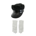 thumbnail image 1 of Chauffeur Hat White Gloves Costume Set, Black White, One Size, 1 of 9