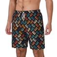 thumbnail image 2 of Uemuo Retro Tape Pattern Mens Swim Trunks Quick Dry Board Shorts with Mesh Lining, Stretch Beach Shorts Quick Dry No-Chafing Board Shorts-XX-Large, 2 of 9