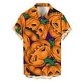 thumbnail image 2 of Mens Halloween Shirt 2025 Pumpkin Printed Short Sleeve Button Down Lapel Tops Casual Fall Comfortable Daily Wear Shirts for Men Sky Blue M, 2 of 3