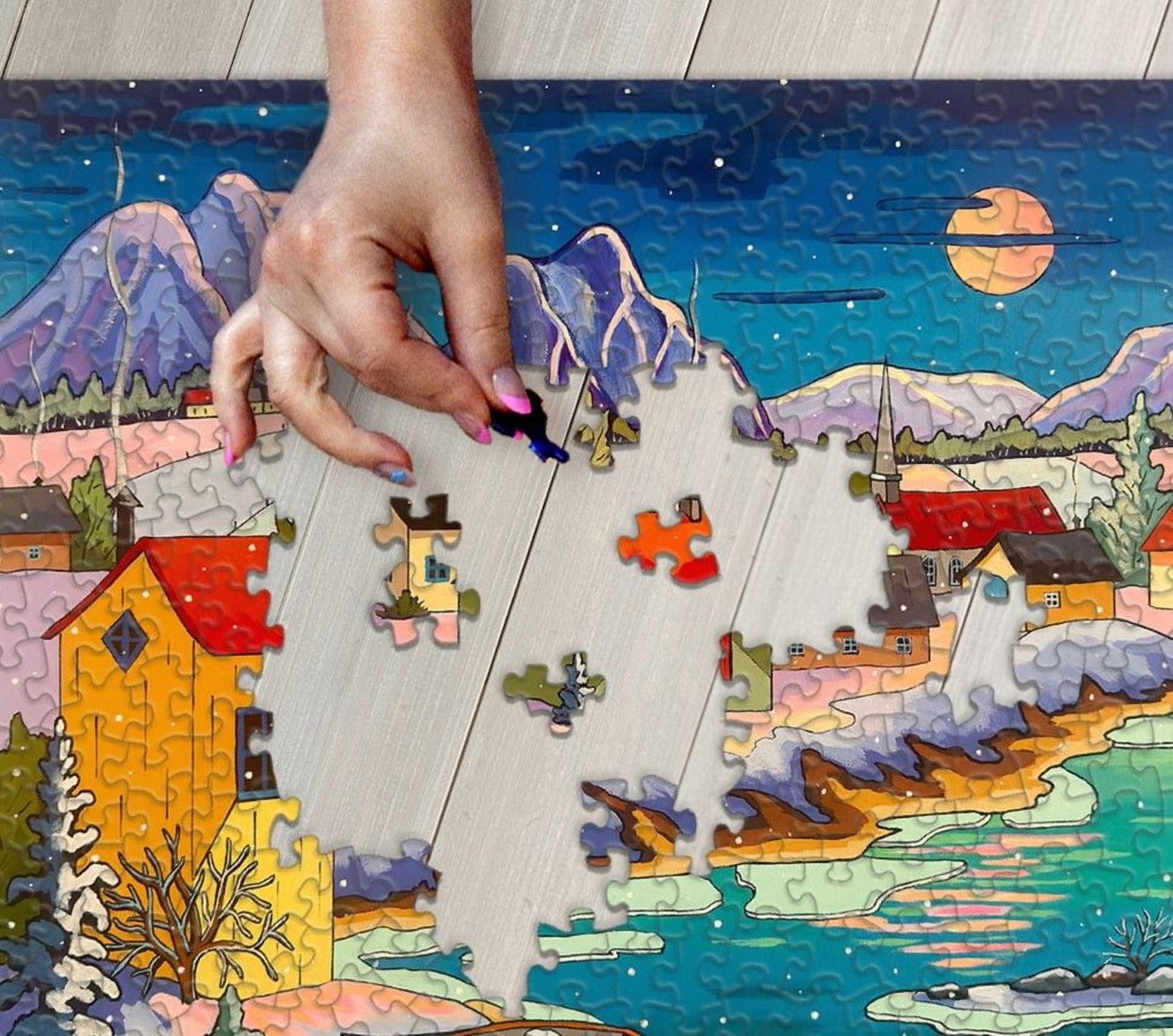 Springbok 500 Piece Moonlit Winter Village Jigsaw Puzzle for Adults