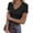 141#Black, variant on Women's Short Sleeves Fitted Shirt Basic V Neck Slim T Shirt Tops White S