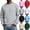 Gray, variant on Men Fleece Crew Neck Sweatshirts, Long Sleeve Pullover with Zipper Arm Pocket & Front Pocket Casual Lightweight Solid Color Fall Sweatshirt No Hood, M