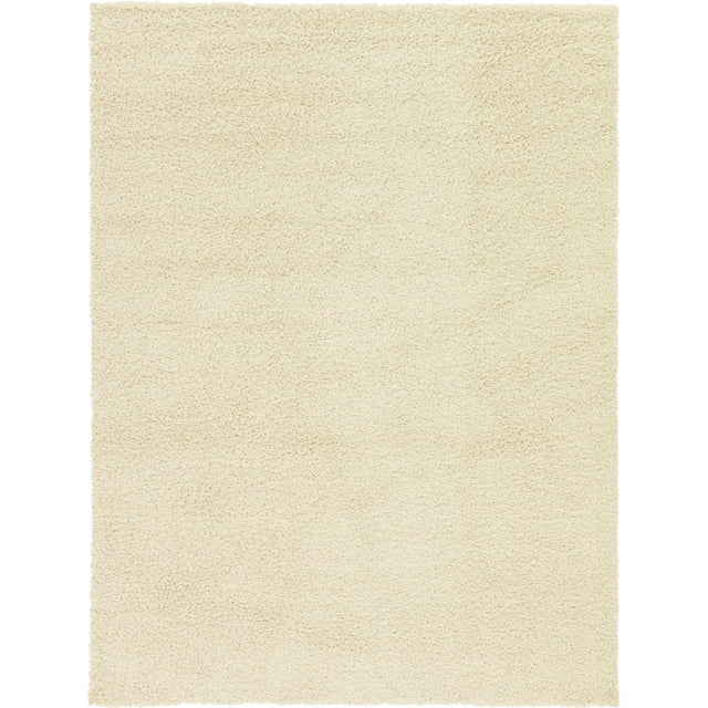 Unique Loom Solo Solid Shag Collection Area Modern Plush Rug Lush & Soft, 8' 0 x 11' 0 Rectangular, Ivory