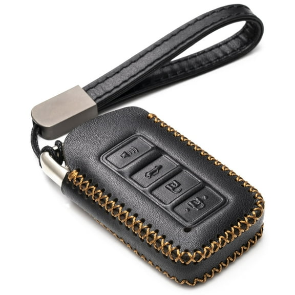 Vitodeco Genuine Leather Smart Key Fob Case Cover Protector Suitable for 2014-2025 Lexus UX, NX, RX, GX, LX, IS, ES, GS, LS (4-Button, Black)