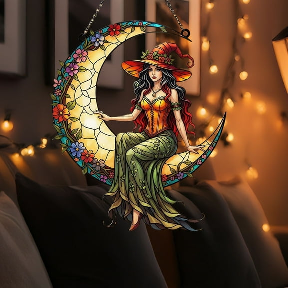 Diceymbol Fairy Acrylic Hanging Ornament with Double-Sided Sparkle, 7.8 Inches, 1 Piece